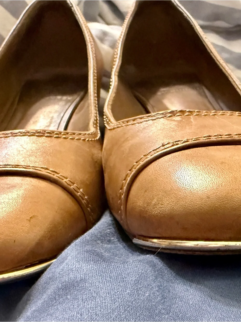 Tory Burch Classic Tan Block Heel Pumps - Women's Leather Size 8M
